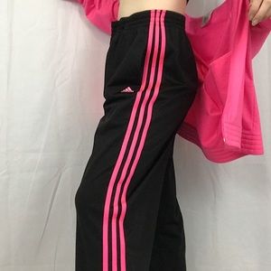 Authentic black sweatpants with pink stripes
